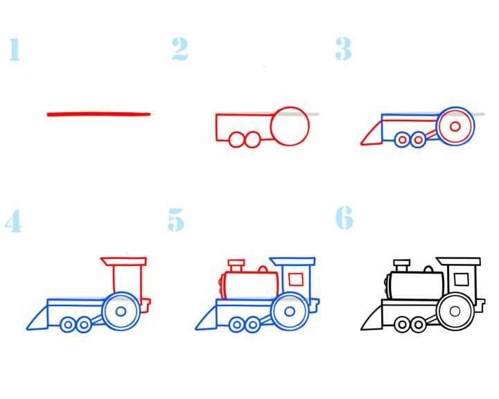 Как нарисовать поезд (280 фото): легкие поэтапные мастер-классы для детей