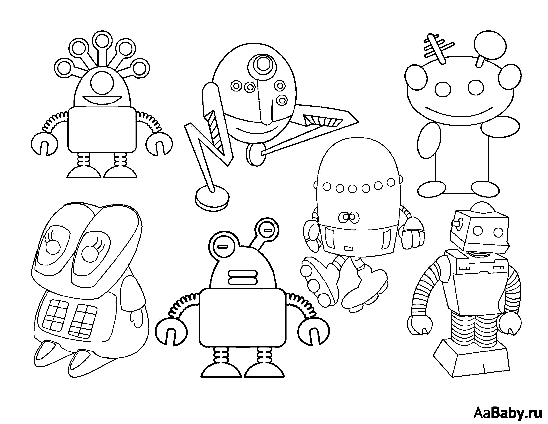 Раскраски Роботы Раскраски с весёлыми и крутыми роботами из мультфильмов Раскраски для детей от трех лет Более 30 разных роботов скачивайте онлайн