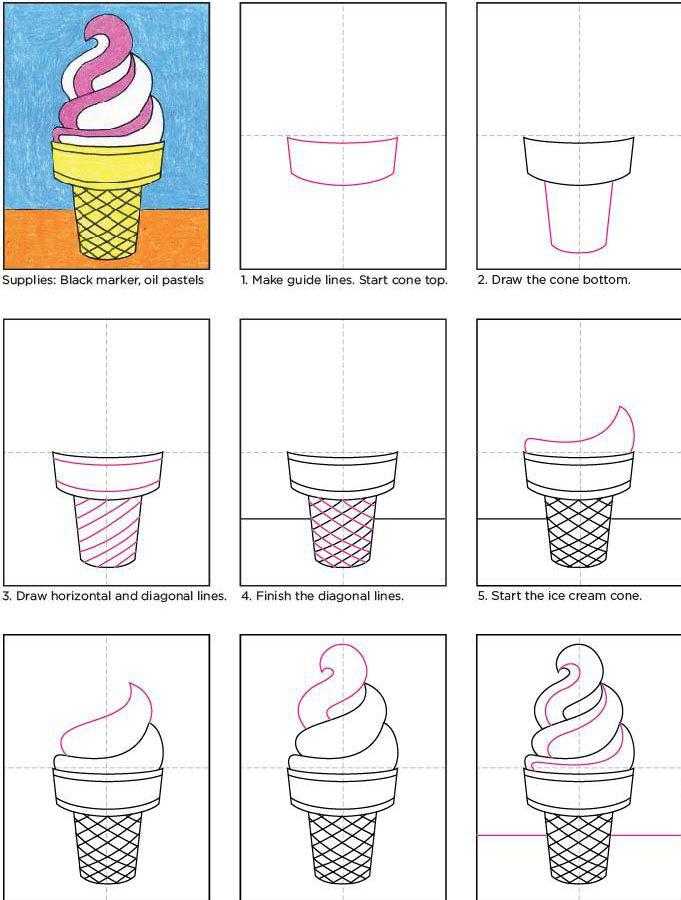 Легкие рисунки мороженого для детей