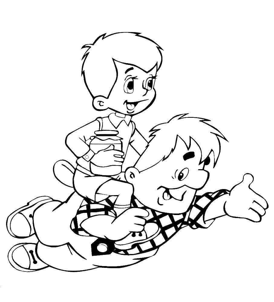 Раскраски Малыш и Карлсон Раскраски из советского мультфильма про Малыша, его друга Карлсона и других жителей шведского городка