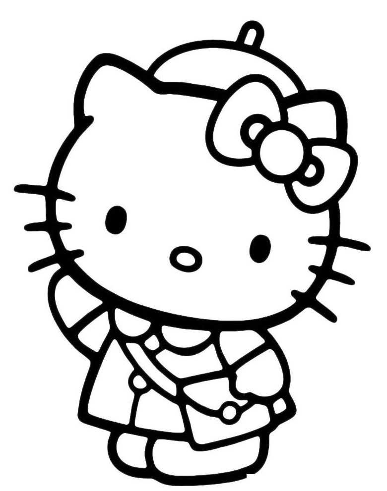 Раскраски Хелло Китти Hello Kitty Китти - маленький белый котенок с бантиком Был придуман в Японии в 1974 году Раскраски для детей