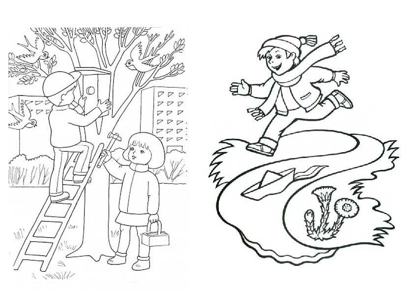 Раскраски Весна для детей 3-10 лет Тематические раскраски по временам года по теме Весна Обучающие материалы про природу для детей