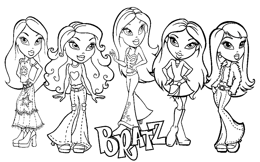 Раскраски Братц Bratz Раскраски с известными куколками Братц для девочек 5-10 лет Раскрасьте любимых персонажей с фантазией